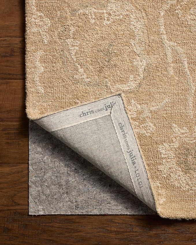 Loloi Chris Loves Julia Dorothea Collection DRT-01 Sand/Pebble 11'-6" x 15' Area Rug Wool Neutral Floral Living Room Bedroom Carpet