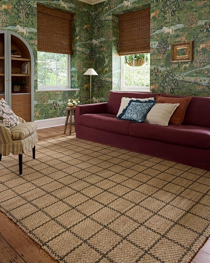 Loloi Chris Loves Julia Fletcher Collection FLE-01 Natural/Olive 8'-6" x 11'-6", .37" Pile Height, Area Rug