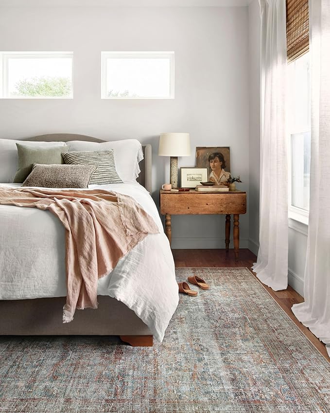Loloi Chris Loves Julia Jules Collection JUL-05 Lagoon/Brick 2'-6'' x 7'-6'', .13" Pile Height, Runner Rug
