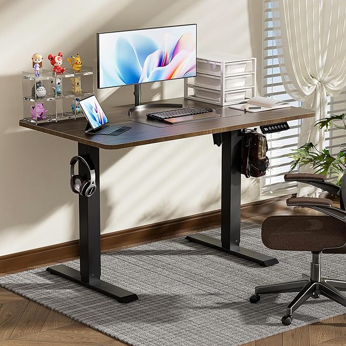 BIZUM 40x24 Inch Electric Standing Desk with Memory Presets, Quiet Motor Height Adjustable Stand Up Desk for Home Office & Gaming, Ergonomic Sit Stand Workstation,Walnut
