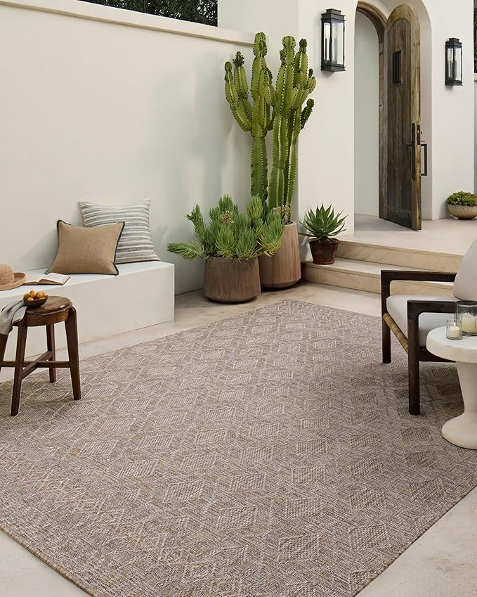 Loloi Amber Lewis Topanga Collection TOP-06 Natural/Mist 5'-3" x 7'-6" Indoor/Outdoor Area Rug