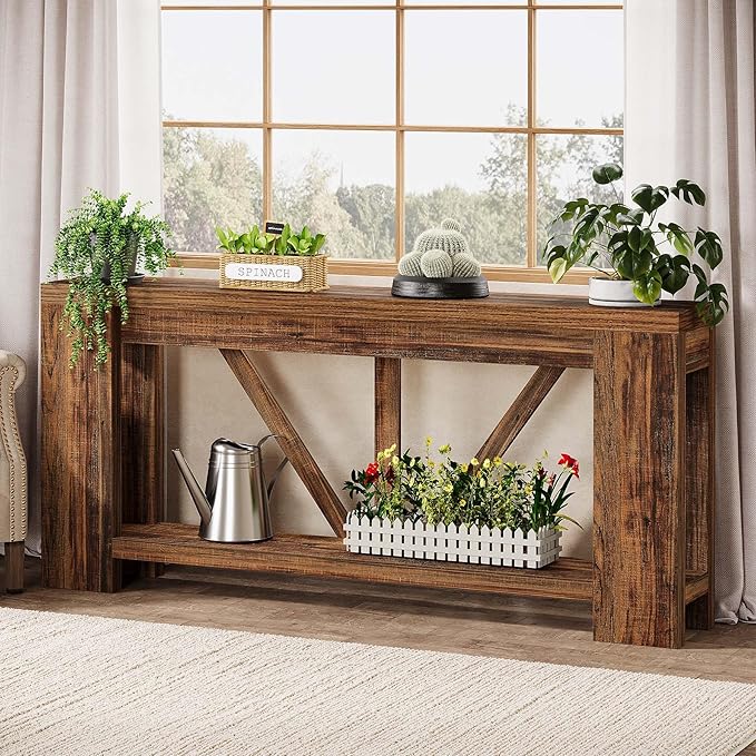 Tribesigns 70.9" Narrow Long Console Table, 2-Tier Farmhouse Entryway Table with Storage, Modern Entry Sofa Table Behind Couch for Hallway, Foyer, Living Room, Dark Brown