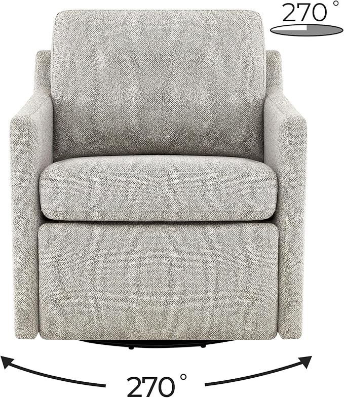 CHITA Swivel Accent Chair with Electric Footrests, FSC Certified Upholstered Living Room Sofa Chair with Power Motor, USB and Type-C Ports, Light Grey