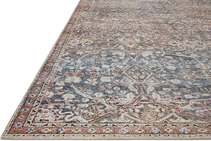 Loloi Chris Loves Julia Jules Collection JUL-06 Denim/Spice 2'-6'' x 7'-6'', .13" Pile Height, Runner Rug