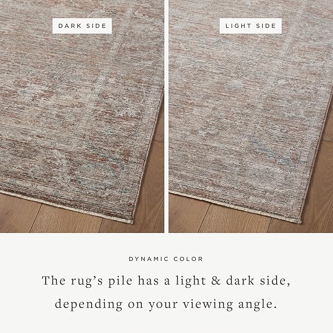 Loloi Magnolia Home by Joanna Gaines Millie Collection MIE-04 Brick/Fog 3'-6" x 5'-6", .25" Pile Height, Accent Rug