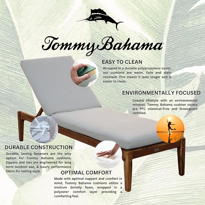 Tommy Bahama Chaise Cushion, 24" X 79" X 2.5", Bamboo Bay Sand