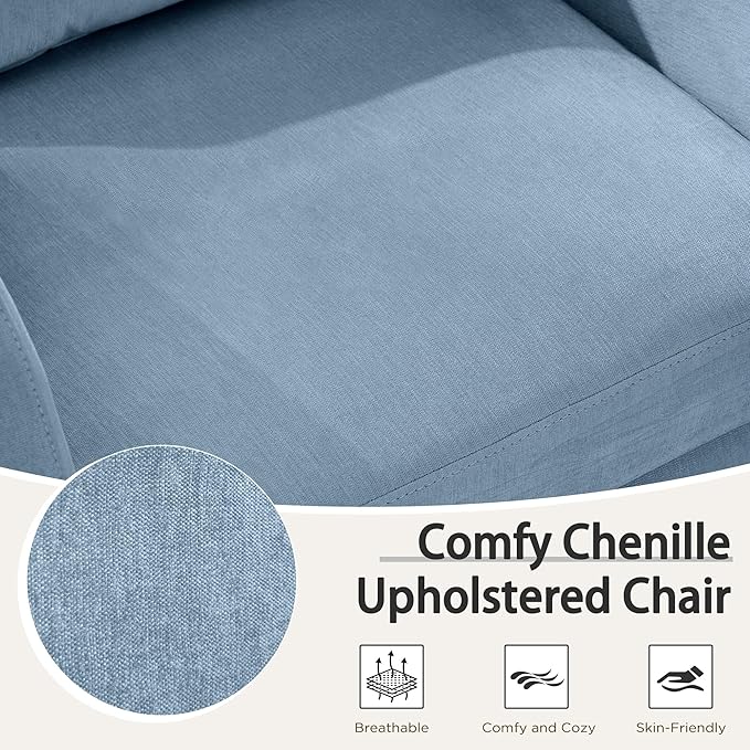 MELLCOM Swivel Accent Chair with Hidden Storage Set of 2, Comfy Chenille Fabric Upholstered Leisure Armchair with Lumbar Pillow and Side Pocket for Living Room Bedroom Reception Room and Office