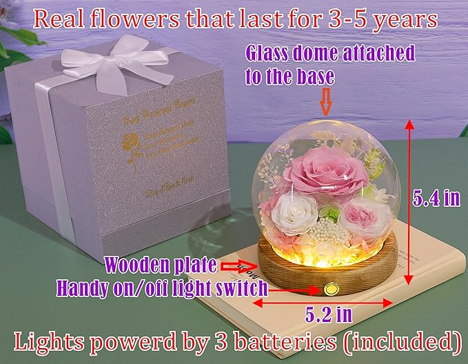 Valley of Rain & Forest Long-Lasting Real Flowers, Unique Floral Gift For you to send Love for All Occasions, for Indoor Decoration (Pink Rose & White Roses Arrangement)