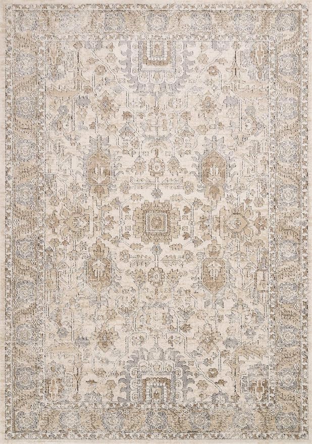 Loloi Teagan Collection TEA-03 Ivory/Sand 9'-9" x 13'-6" Area Rug, Large, Soft Neutral Rug, High-Traffic for Living Room, Bedroom, Home Office, Dining Area