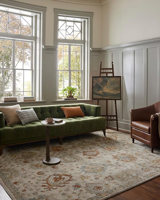 Loloi Magnolia Home by Joanna Gaines Mona Collection MOA-02 Oatmeal/Multi 3'-7" x 5'-7" Accent Rug