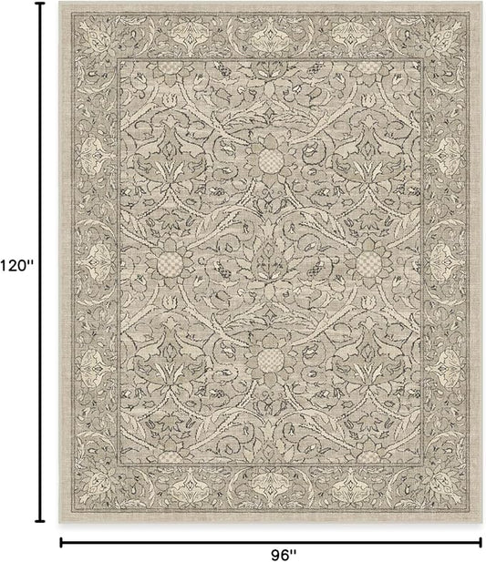 RUGGABLE x Morris & Co Washable Area Rug – Montreal Natural Stone 8x10, Stain-Resistant, Non-Slip – Large Machine Washable Rugs for Living Room, Bedroom, Hallway, Entryway & Office–with Cushioned Pad