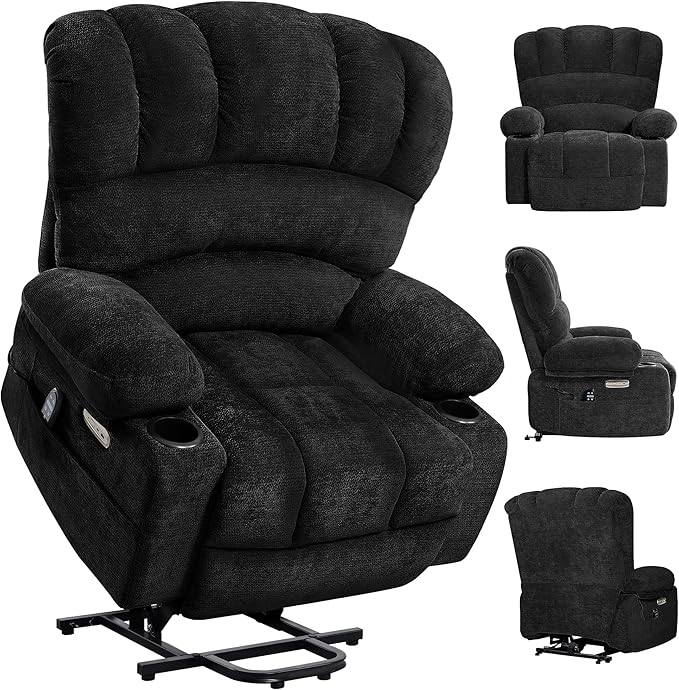DURASPACE Power Lift Recliner Chair Massage Recliners with Heat, Shell Backrest Lift Chair Recliners for Elderly(Dark Gray)