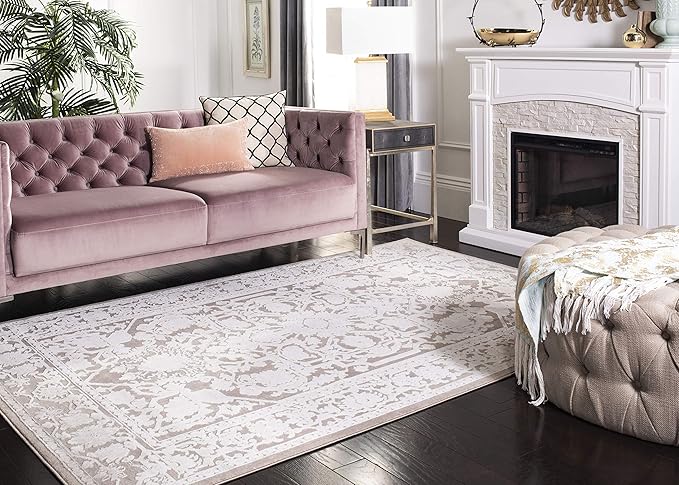 SAFAVIEH Area Rug 10x14 - Reflection Collection - Large - Beige & Cream, Non-Shedding & Easy Cleaning, Ideal for Living Room, Bedroom, Dining Space (RFT665A)