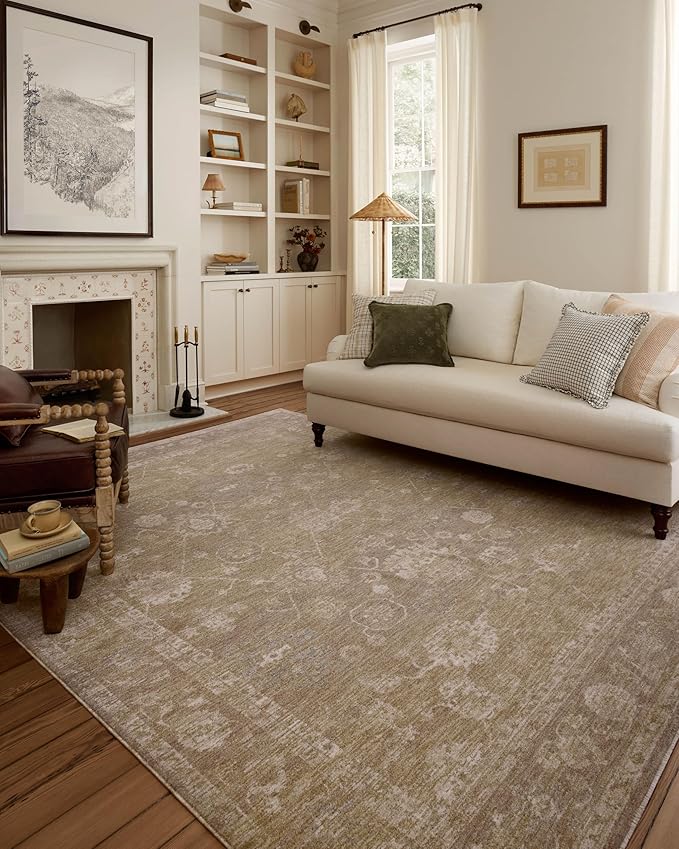 Loloi Chris Loves Julia Louisa Collection LOI-04 Taupe/Gold 9'-6" x 9'-6", .38" Pile Height, Round Area Rug