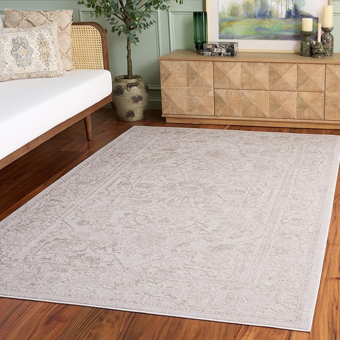SAFAVIEH Area Rug 6x9 - Reflection Collection - Cream & Ivory, Non-Shedding & Easy Cleaning, Ideal for Living Room, Bedroom (RFT665D)