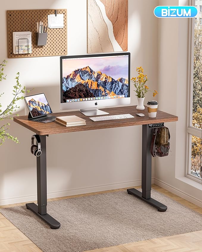 BIZUM Standing Desk Electric Adjustable Computer Desk-Stand up Desk Office Gaming Home Office Memory Desks 48x24 inches Wild Walnut