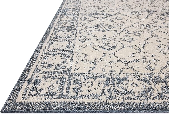 Loloi Magnolia Home by Joanna Gaines Gigi Collection GIG-02 Ivory/Blue 5'-3" x 7'-6" Area Rug