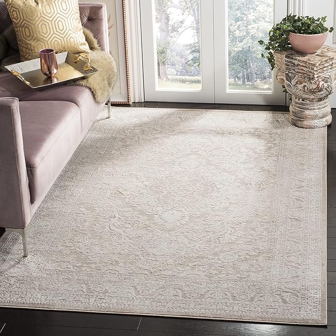 SAFAVIEH Area Rug 11x15 - Reflection Collection - Large - Beige & Cream, Non-Shedding & Easy Cleaning, Ideal for Living Room, Bedroom, Dining Space (RFT668A)