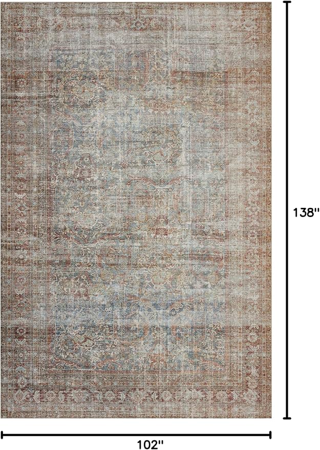 Loloi Chris Loves Julia Jules Collection JUL-05 Lagoon/Brick 8'-6'' x 11'-6'', .13" Pile Height, Area Rug