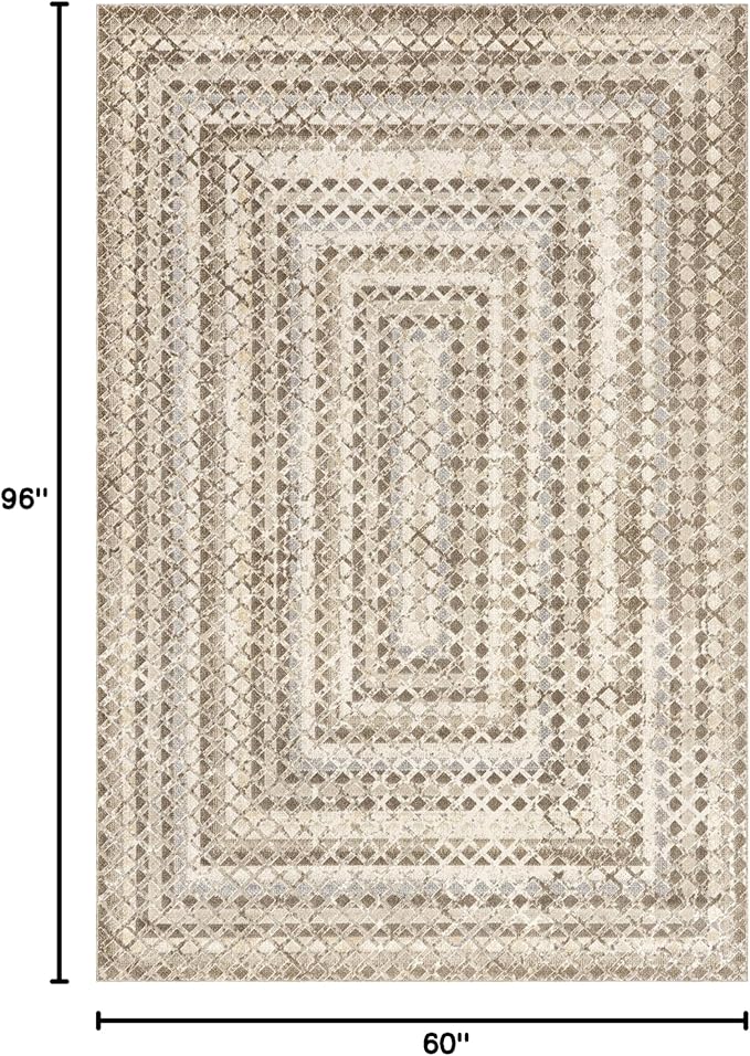nuLOOM Carley Geometric 5x8 Machine Washable Area Rug for Living Room Bedroom Dining Room Kitchen, Beige/Ivory