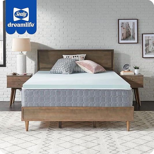 Sealy Dreamlife 1.5” Gel Memory Foam Twin XL Mattress Topper with SealyComfort Gel Foam, 1 Year Limited Warranty, Made in The USA