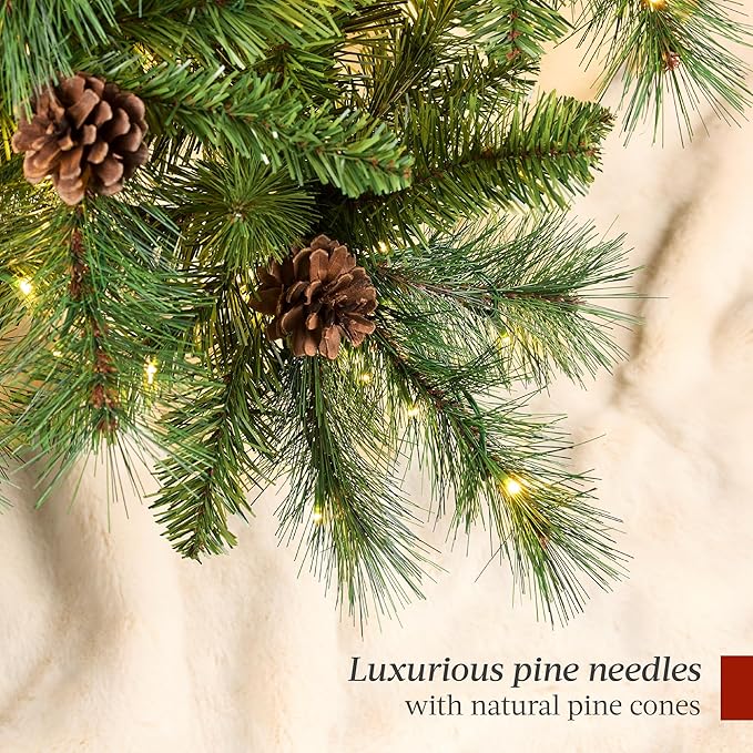 Best Choice Products 7.5ft Pre-Lit Scotch Pine Christmas Tree, Premium Pre-Decorated Artificial Holiday Decor w/ 1,320 Branch Tips, 2-in-1 White and Multicolor LED Lights, Cordless Setup