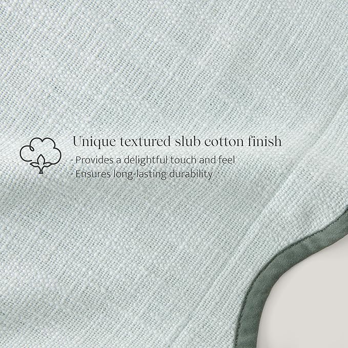 Double Stitch Scalloped Throw Pillow Covers - 100% Cotton Decorative Boho Pillow Covers 18 x 18, Made in India, Square Cushion Case, Grandmillennial Decor for Couch Sofa Living Room, Aqua Mint