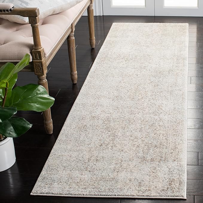 SAFAVIEH Evoke Collection Runner Rug - 2'2" x 11', Ivory & Taupe, Distressed Design, Non-Shedding & Easy to Clean, Ideal for Foyer, Bedroom, Kitchen, Hallway (EVK256E)
