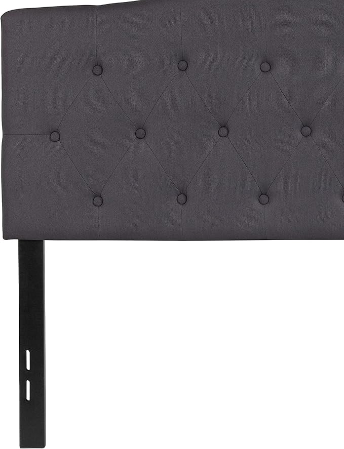 BizChair Tufted Upholstered Full Size Headboard in Dark Gray Fabric