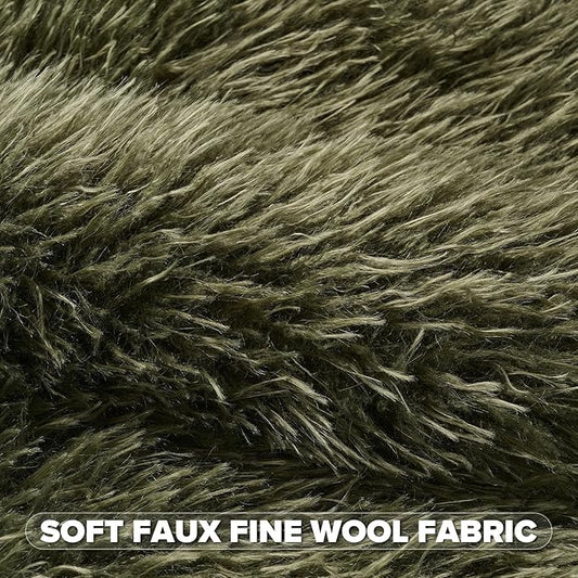 FUTEI Olive Green Decorative Throw Pillow Covers 18x18 Inch Set of 2,Soft Cozy Faux Fine Wool Textured Cushion Case,Modern Home Luxury Decor for Couch Bed Living Room