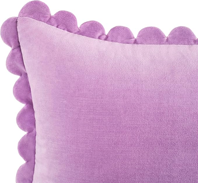 kate spade new york Scallop Edge Decorative Pillow for Bed or Sofa, Cotton Cover Throw Pillow, 18 x 18, Sea Thistle