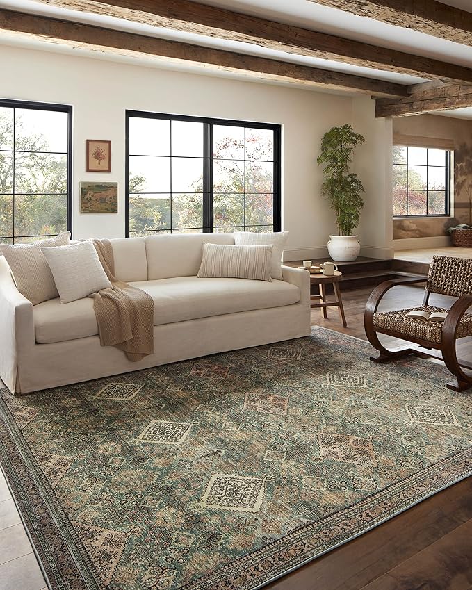 Loloi Magnolia Home by Joanna Gaines Sinclair Collection SIN-03 Turquoise/Multi 2'-3" x 11'-6", .25" Pile Height, Machine Washable, Runner Rug