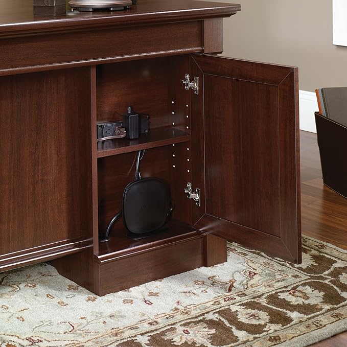Sauder Palladia Executive Desk, L: 65.12" x W: 29.53" x H: 29.61", Select Cherry