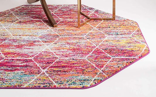 Unique Loom Trellis Frieze Collection Area Rug - Geometric (7' 10" Octagon, Multi/ Ivory)