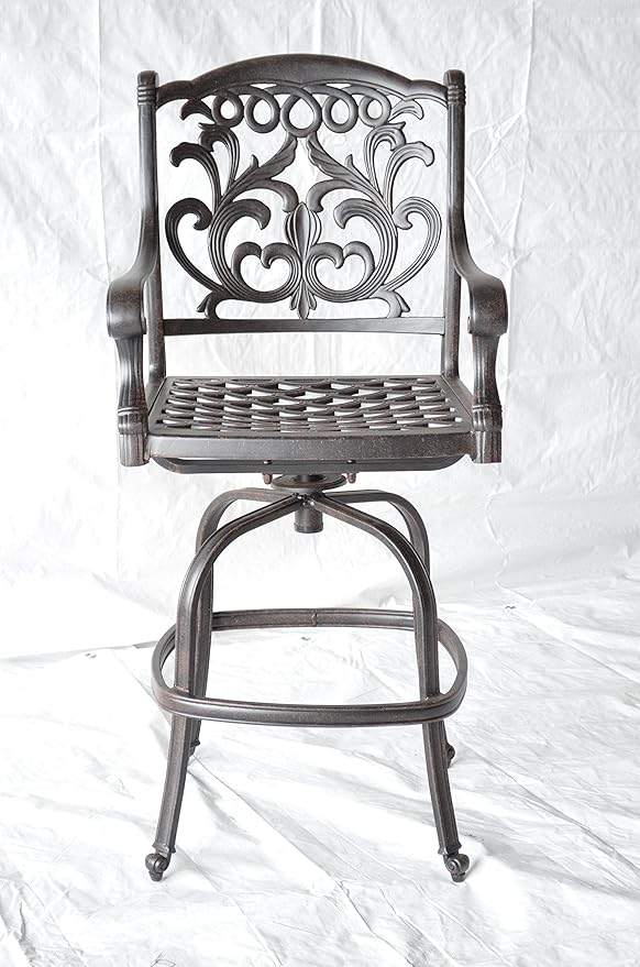 PatioLand Mandalay Patio Cast Aluminum 5pc Party Bar with Half Moon Bar Table - Antique Bronze