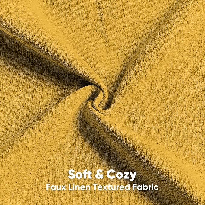 FUTEI Mustard Yellow Chenille Decorative Throw Pillow Covers 24x24 Inch Set of 2,Soft Cozy Faux Linen Textured European Pillow Shams,Farmhouse Home Decor for Couch Living Room