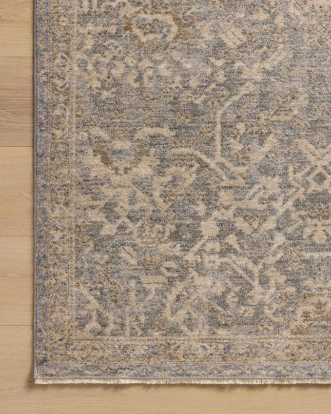 Loloi Magnolia Home by Joanna Gaines Junie Collection JUE-01 Blue/Natural 5'-3" x 5'-3", .38" Pile Height, Round Area Rug