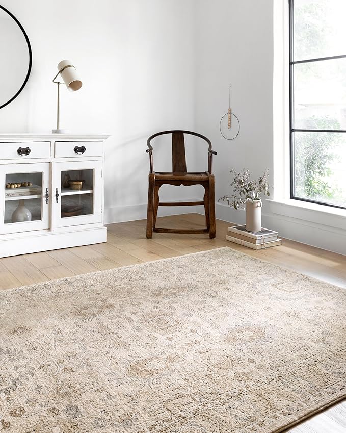 Loloi Teagan Collection TEA-03 Ivory/Sand 9'-9" x 13'-6" Area Rug, Large, Soft Neutral Rug, High-Traffic for Living Room, Bedroom, Home Office, Dining Area