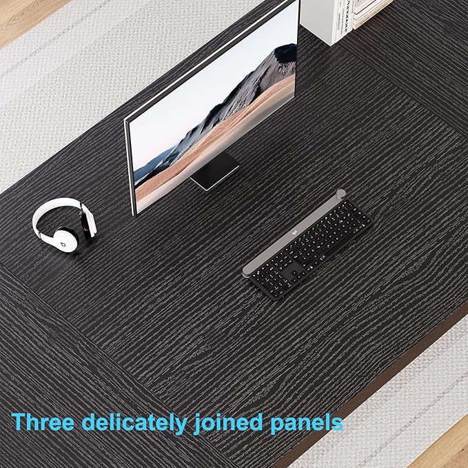 HSH Extra Long Black Computer Desk, 78 inch Large Home Office 2 person Desk, Industrial Metal Wood double Desk for Executive Work Writing Study, Modern Black Bedroom Living Room PC Laptop Gaming Table