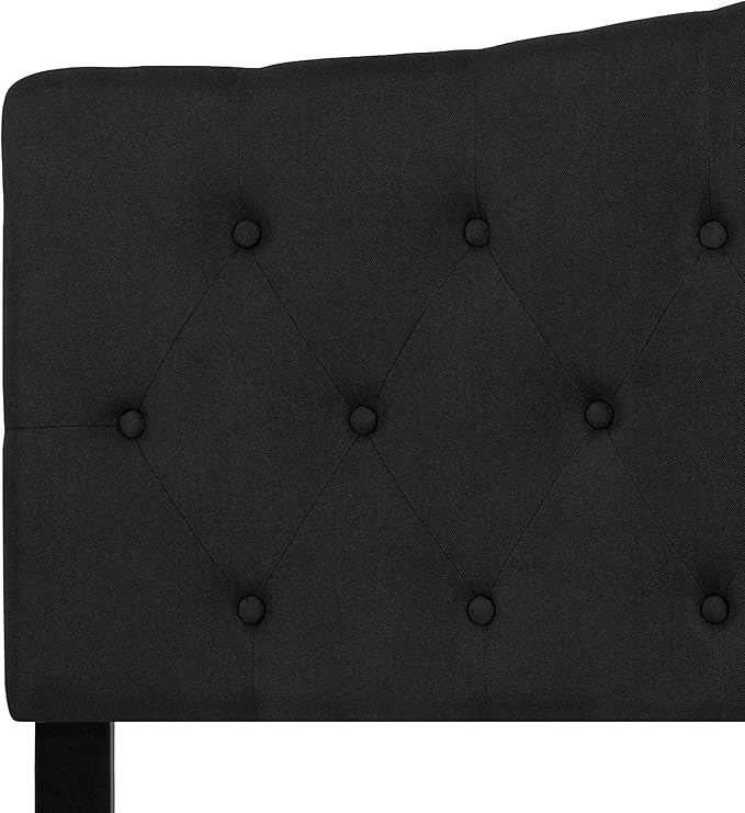 BizChair Tufted Upholstered Queen Size Headboard in Black Fabric