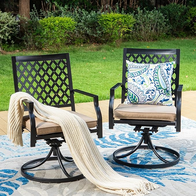 Sophia & William Patio Dining Chairs Set of 4, Outdoor Swivel Rocker Patio Chairs with Cushion, Metal Outdoor Chairs for Garden Backyard Bistro