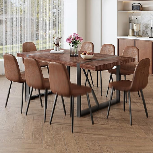 9 Piece Dining Table Set,Dining Room Table Set for 8,71'' Kitchen Table and Modern Chairs Set of 8,8 Chair Dining Table Set for Kitchen Dining Room