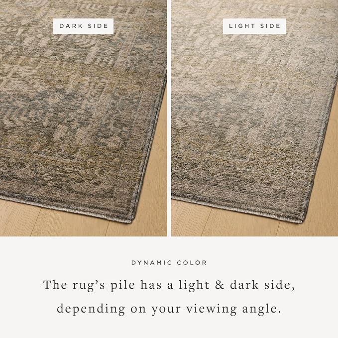 Loloi Magnolia Home by Joanna Gaines Junie Collection JUE-02 Moss/Natural 9'-6" x 9'-6", .38" Pile Height, Round Area Rug