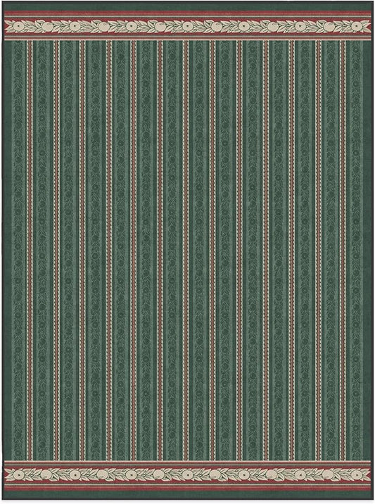 RUGGABLE x Morris & Co Machine Washable Area Rug – Fruit Stripe Spruce Green 9x12, Stain-Resistant, Non-Slip – Large Rugs for Living Room, Bedroom, Hallway, Entryway & Office–with Cushioned Pad