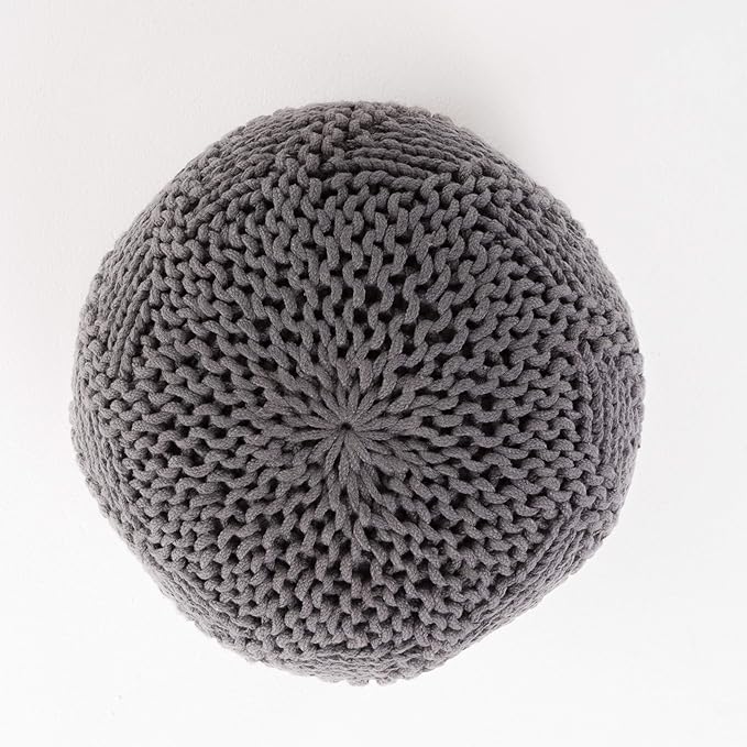 Christopher Knight Home Hazel Indoor / Outdoor Fabric Weave Pouf, Dark Grey Small