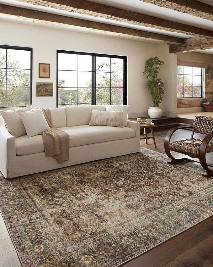 Loloi Magnolia Home by Joanna Gaines Sinclair Collection SIN-01 Rust/Lagoon 2'-0" x 5'-0", .25" Pile Height, Machine Washable, Accent Rug