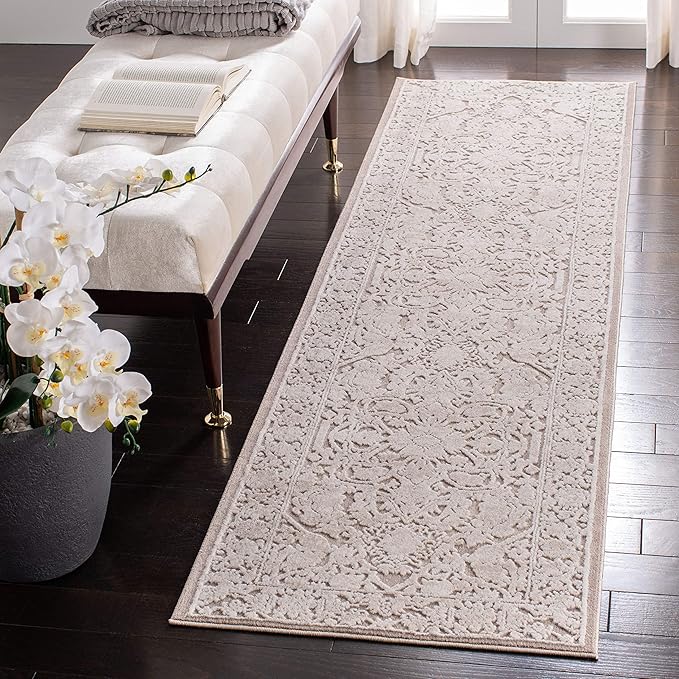 SAFAVIEH Reflection Collection Runner Rug - 2'3" x 10', Beige & Cream, Non-Shedding & Easy Cleaning, Ideal for Living Room, Bedroom (RFT665A)