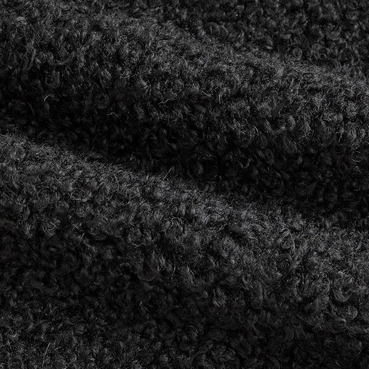 Pack of 2 Curly Teddy Wool Faux Fur Throw Pillow Covers Fuzzy Accent Soft Sherpa Pillowcases Sheepskin Fleece Decorative Cushion Case for Sofa Couch Living Room 16x16 Inch Black