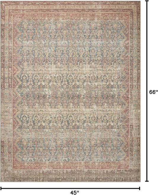 Loloi Angela Rose Aubrey Collection AUB-03 Ocean/Spice 3'-9" x 5'-6", .19" Pile Height, Accent Rug