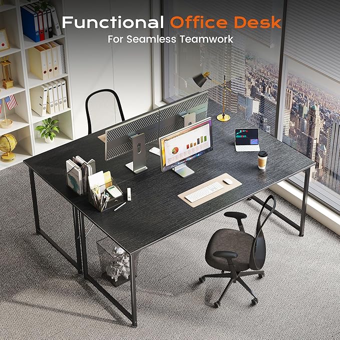 PRAISUN 54 X 24 Inch Computer Desk with Deeper Desktop, Gaming Office Writing Work Desk for Home Office, Study, Bedroom, Work from Home, Metal Frame, Black